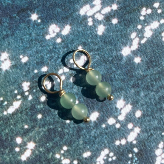 pair of charms gold (chunky): double green stone sphere